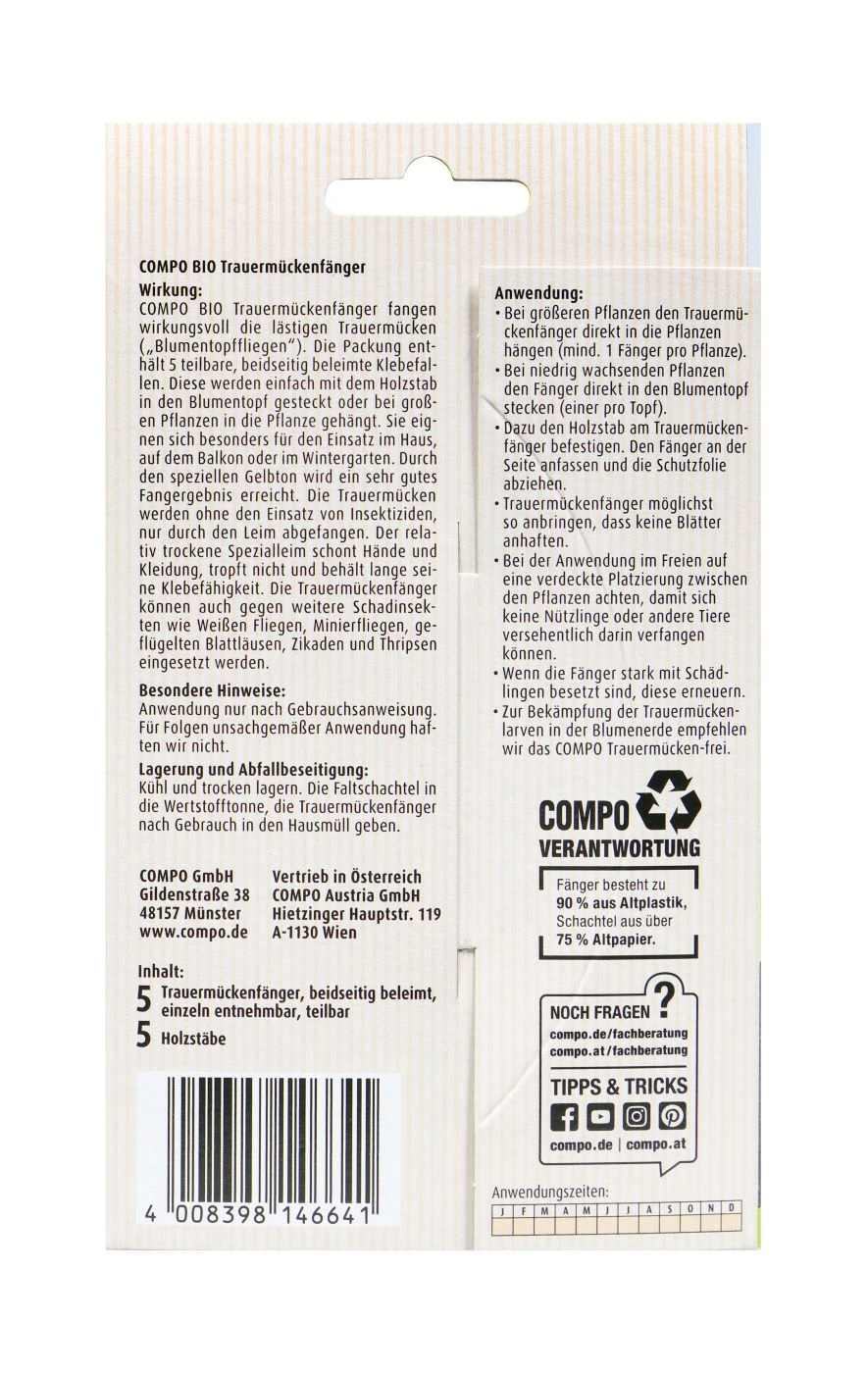 COMPO BIO Trauermückenfänger - 5 Stück 2 COMPO BIO Trauermückenfänger - 5 Stück – Bild 2