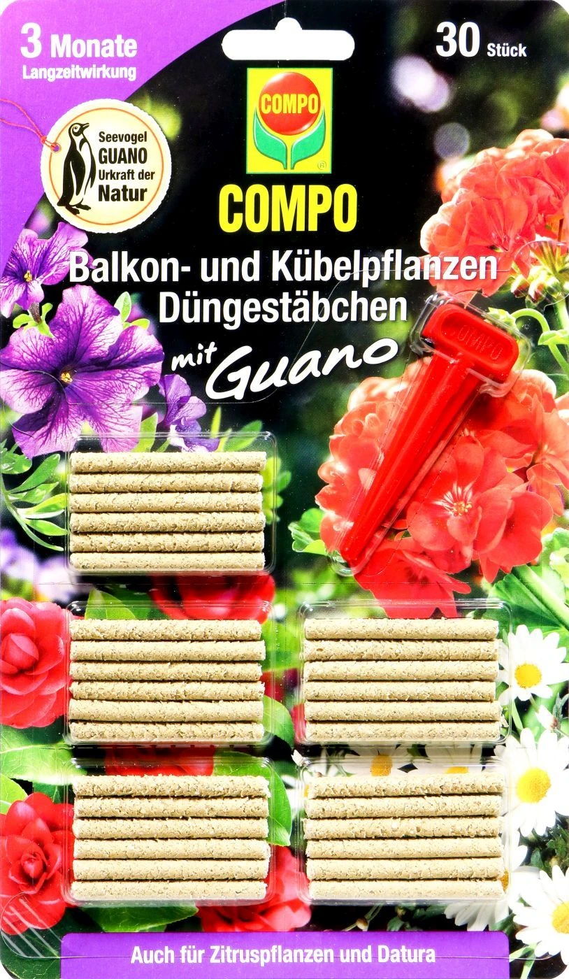 Compo Balkon- Und Kübelpflanzen Düngestäbchen Mit Guano - 30 Stück 1 Compo Balkon- Und Kübelpflanzen Düngestäbchen Mit Guano - 30 Stück