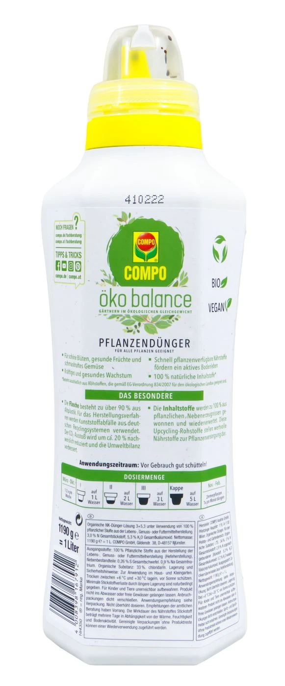 Compo Öko Balance Universal Pflanzendünger - 1 L 2 Compo Öko Balance Universal Pflanzendünger - 1 L – Bild 2