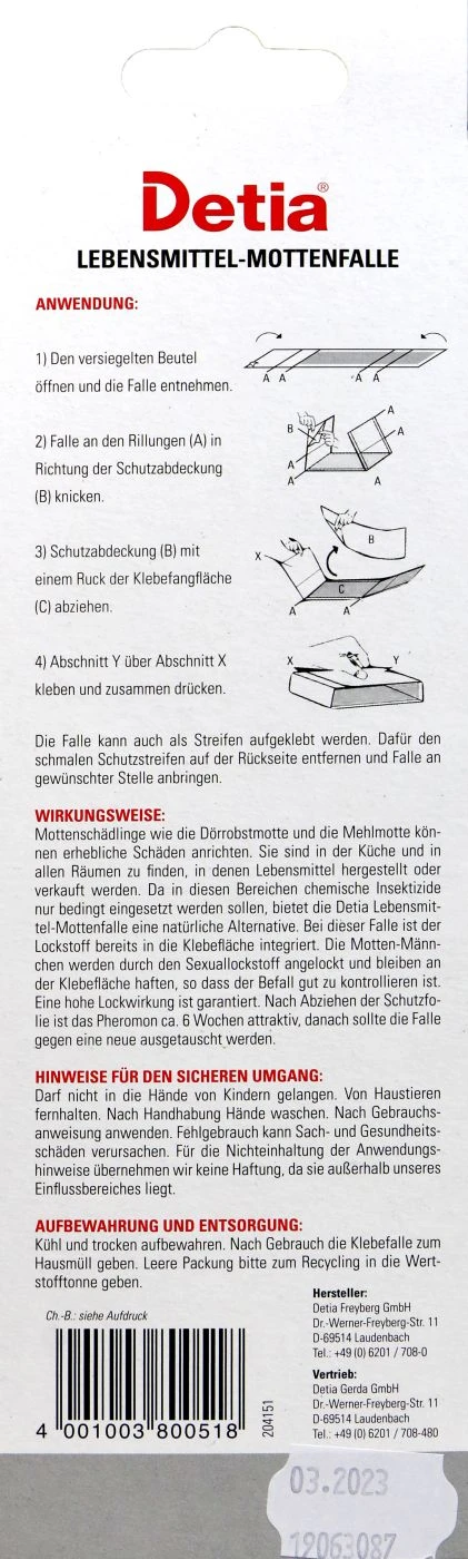 Detia Lebensmittel Mottenfalle - 3 Stück 2 Detia Lebensmittel Mottenfalle - 3 Stück – Bild 2
