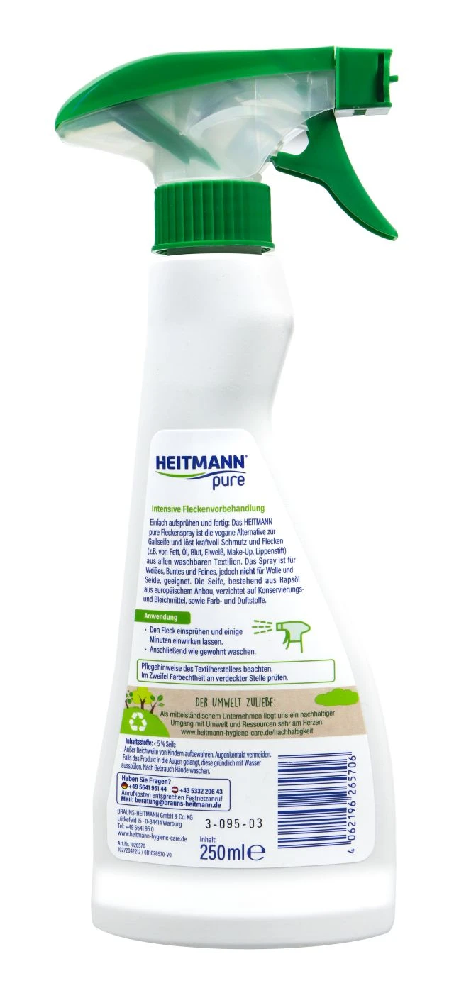 Heitmann Pure Fleckenspray - Vegan - 250 Ml 2 Heitmann Pure Fleckenspray - Vegan - 250 Ml – Bild 2