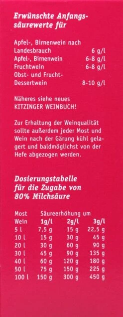 Kitzinger Milchsäure 80 % - 125 G -Gartenbedarf Laden Milchsaeure 15148 L01