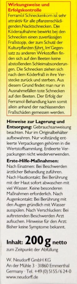 Neudorff Ferramol Schneckenkorn - 200 G -Gartenbedarf Laden Neudorff20Ferramol20Schneckenkorn 32716 L01