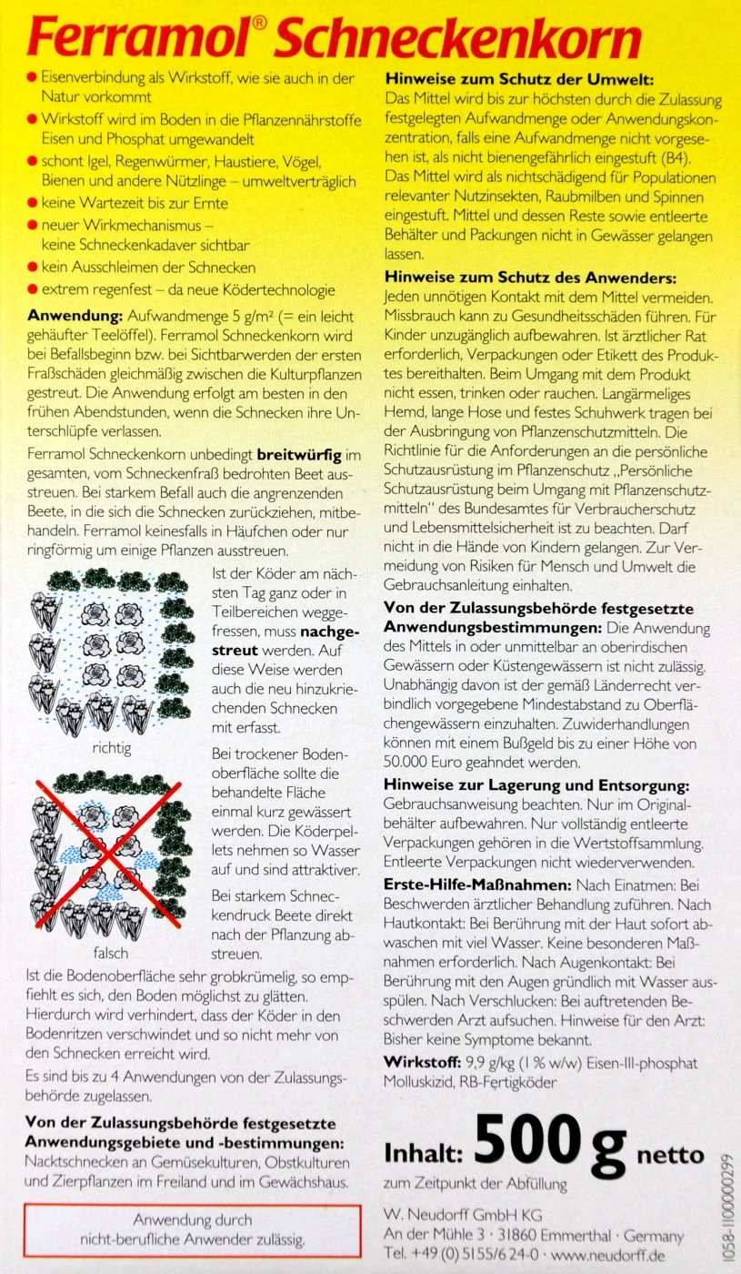 Neudorff Ferramol Schneckenkorn - 500 G 3 Neudorff Ferramol Schneckenkorn - 500 G – Bild 3