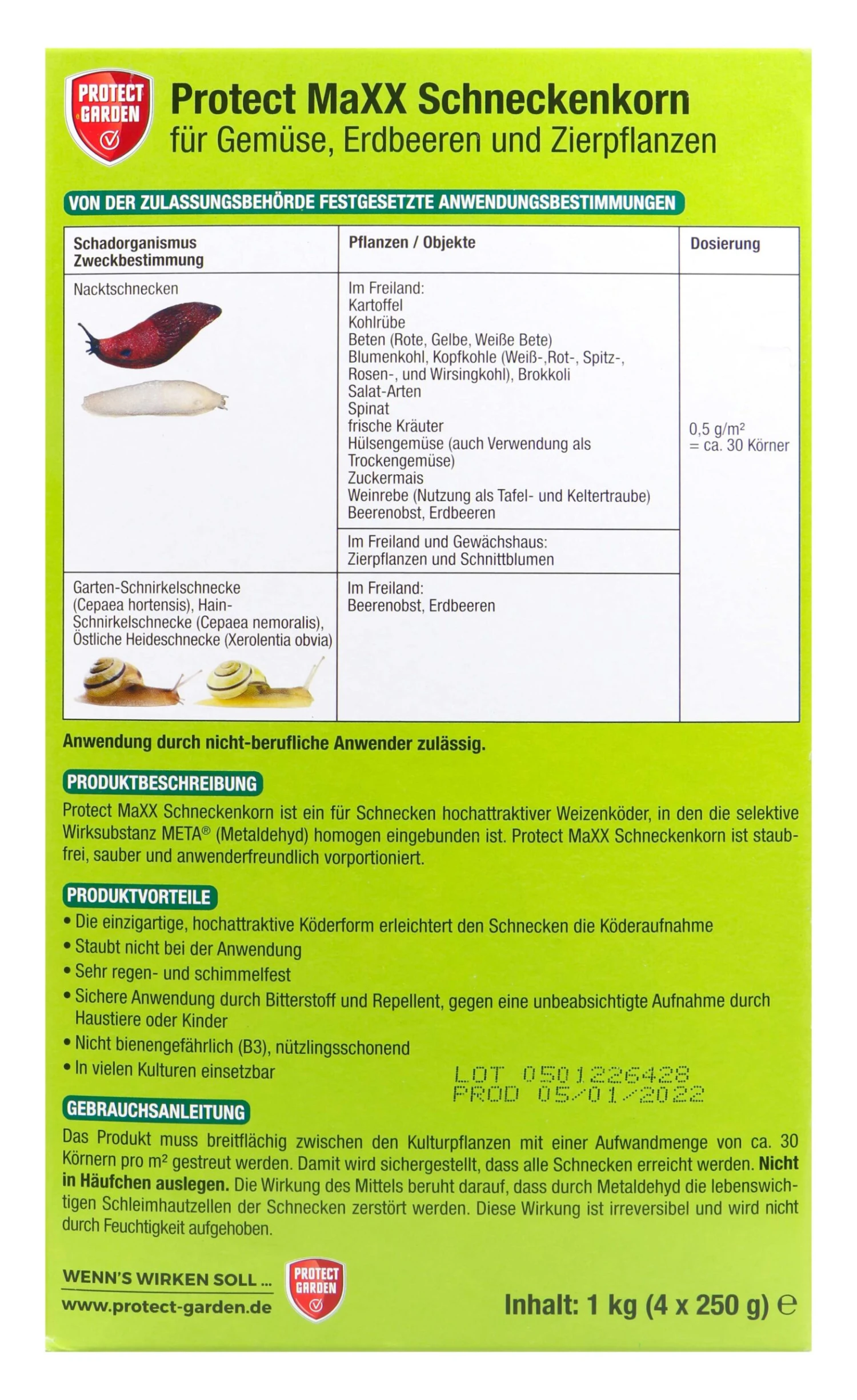 Protect Garden Schneckenkorn Protect Maxx - 1 Kg 4 Protect Garden Schneckenkorn Protect Maxx - 1 Kg – Bild 4