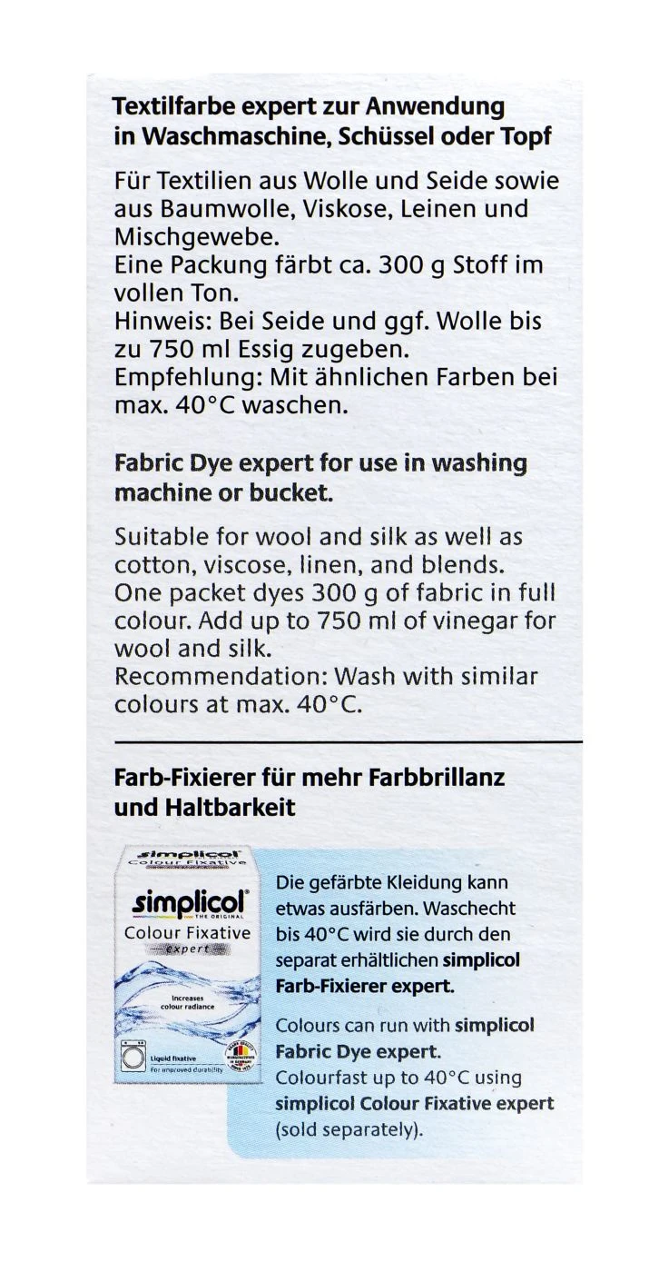 Simplicol Expert Efeu-Grün Textilfarbe - 1713 - 150 G 4 Simplicol Expert Efeu-Grün Textilfarbe - 1713 - 150 G – Bild 4