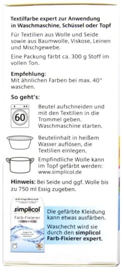 Simplicol Expert Südsee-Türkis Textilfarbe - 1711 - 150 G -Gartenbedarf Laden Simplicol20Expert20Suedsee Tuerkis20Textilfarbe 27106 L01