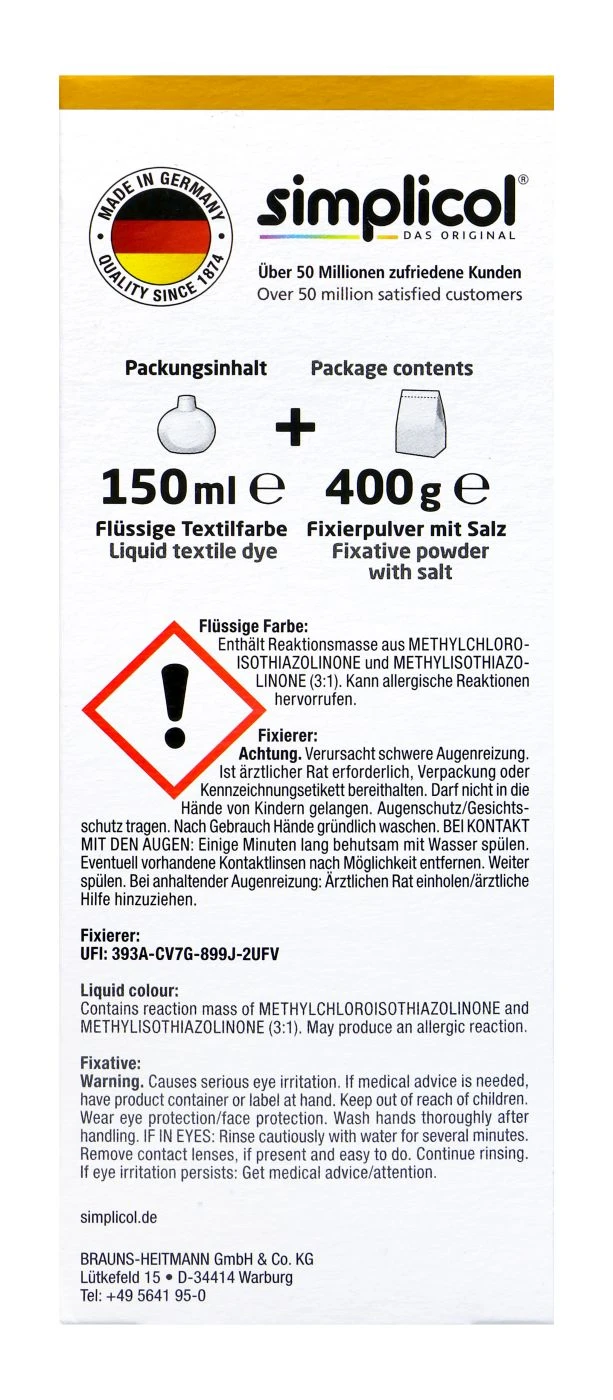 Simplicol Intensiv Senf-Gelb Textilfarbe - 7247 2 Simplicol Intensiv Senf-Gelb Textilfarbe - 7247 – Bild 2