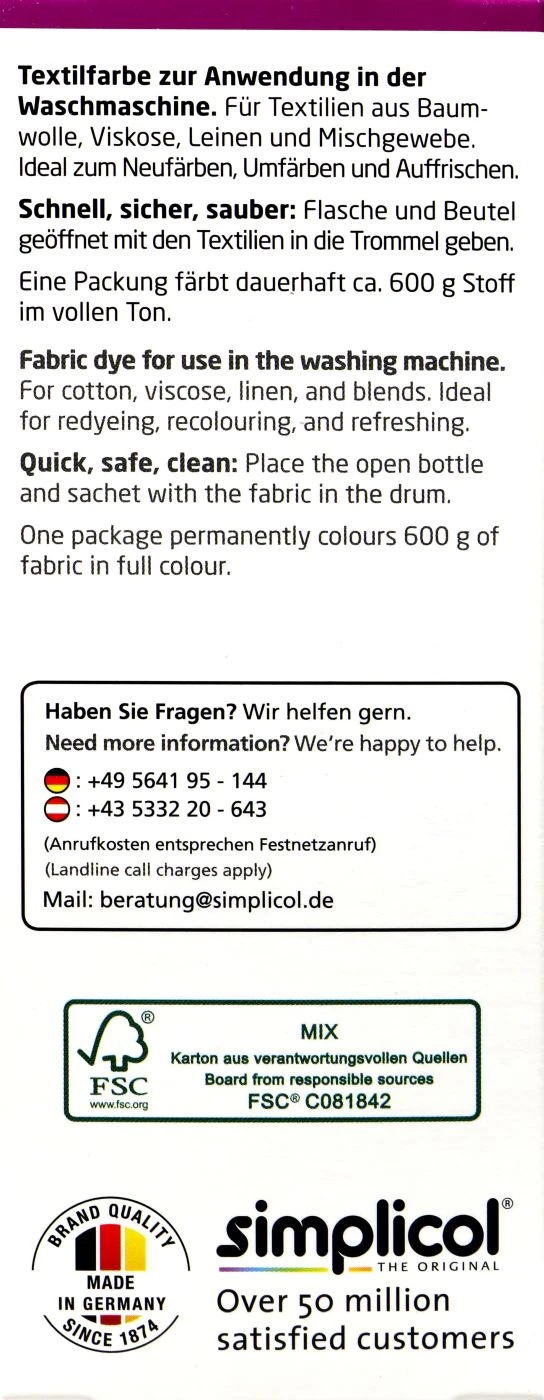 Simplicol Intensiv Sinnliche Beere Textilfarbe - 1806 4 Simplicol Intensiv Sinnliche Beere Textilfarbe - 1806 – Bild 4